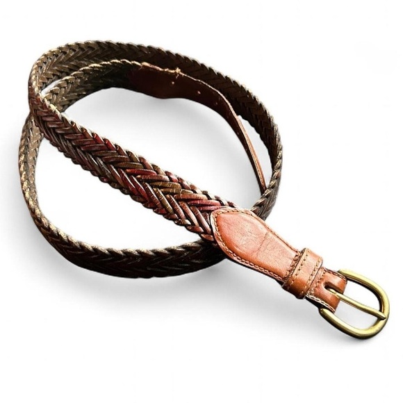 Accessories - Vintage Women’s Leather Belt – Size 40 – Brown w/ Red Hues – Brass Buckle